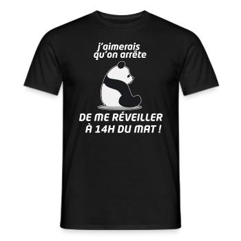 Réveil 14h du mat - T-shirt homme - noir - Devant - AI Model Male 178 light (178cm)