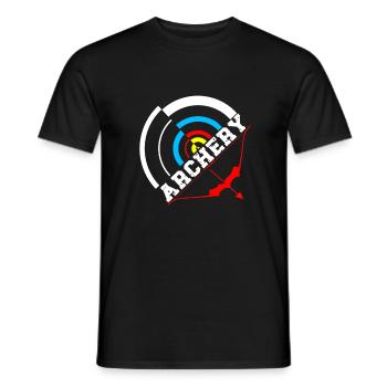 Bogenschützen immer mit Bogen unterwegs. - Männer T-Shirt - Schwarz - Vorne - AI Model Male 178 light (178cm)