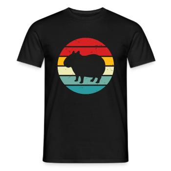 Retro Sunset Capybara - Men's T-Shirt - black - Front - AI Model Male 178 light (178cm)