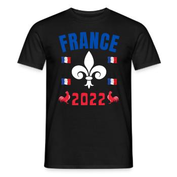 France 2022 Football Maillot Les Bleus Coq Drapeau - T-shirt homme - noir - Devant - AI Model Male 178 light (178cm)