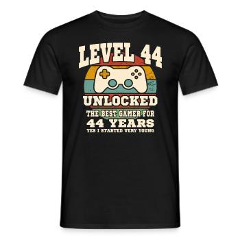Stufe 44 freigeschaltet – 44. Jahrestag - Männer T-Shirt - Schwarz - Vorne - AI Model Male 178 light (178cm)