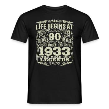 90 Jahre alt - Geburtstag 1933 - 1933 geboren - Männer T-Shirt - Schwarz - Vorne - AI Model Male 178 light (178cm)