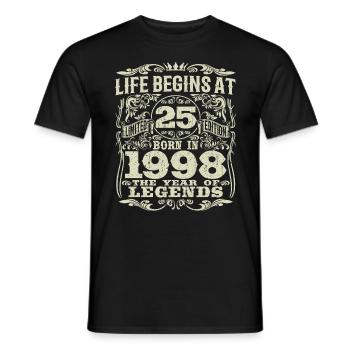 25 years old - birthday 1998 - born in 1998 - Men's T-Shirt - black - Front - AI Model Male 178 light (178cm)
