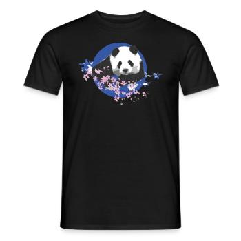 Panda,Panda Bear,Colorful,Graffiti,Cherry Blossom - Men's T-Shirt - black - Front - AI Model Male 178 light (178cm)