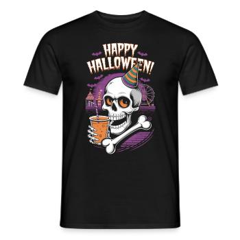 Happy Halloween - Skull, Totenkopf, Geist - Männer T-Shirt - Schwarz - Vorne - AI Model Male 178 light (178cm)