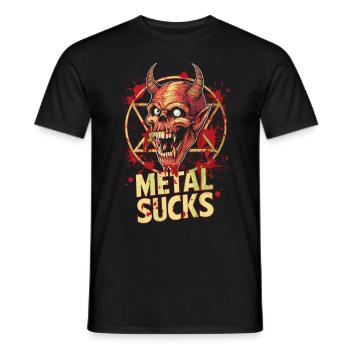 Metal Sucks Skull mit Pentagramm, Totenkopf - Männer T-Shirt - Schwarz - Vorne - AI Model Male 178 light (178cm)