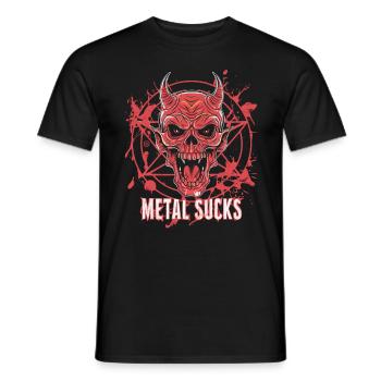 Metal Sucks Skull mit Pentagramm, Totenkopf - Männer T-Shirt - Schwarz - Vorne - AI Model Male 178 light (178cm)