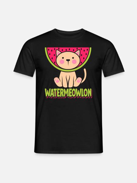 Wassermelone Katze - Männer T-Shirt - Schwarz