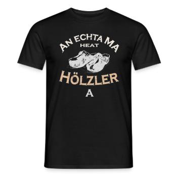 Hölzler Holzschuhe - Männer T-Shirt - Schwarz - Vorne - AI Model Male 178 light (178cm)