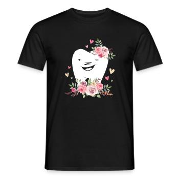 Dentiste Dentiste Hygiène dentaire Dentelle de dents Fleurs - T-shirt homme - noir - Devant - AI Model Male 178 light (178cm)