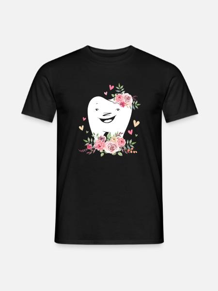 Zahnarzt Zahnärztin Zahnhygiene Zahnkrone Blumen - Mænd T-shirt - sort