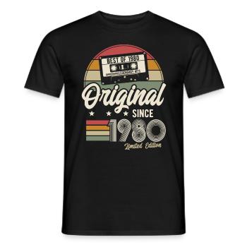 Original depuis 1980 Vintage Retro Anniversaire - T-shirt homme - noir - Devant - AI Model Male 178 light (178cm)