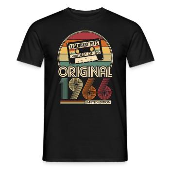 Born in 1966 Original Birthday Gift - Men's T-Shirt - black - Front - AI Model Male 178 light (178cm)
