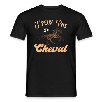 Je peux pas j'ai cheval - cheval mandala - T-shirt homme - noir - Devant - AI Model Male 178 light (178cm)