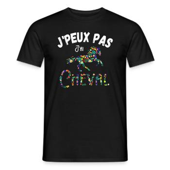 j'peux pas j'ai cheval - fleurs - T-shirt homme - noir - Devant - AI Model Male 178 light (178cm)