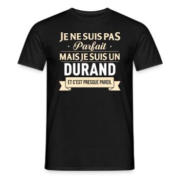 Cadeau Humour Durand nom de famille - T-shirt homme - noir - Devant - AI Model Male 178 light (178cm)