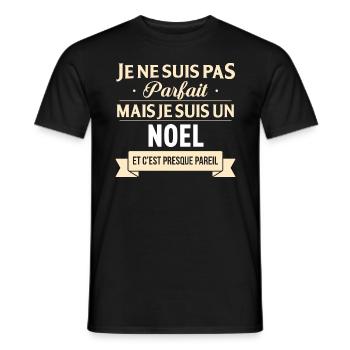 Cadeau Humour NOEL nom de famille - T-shirt homme - noir - Devant - AI Model Male 178 light (178cm)