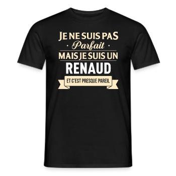 Cadeau Humour Renaud nom de famille - T-shirt homme - noir - Devant - AI Model Male 178 light (178cm)