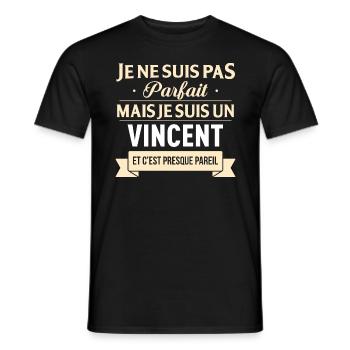 Cadeau Humour Vincent nom de famille Idée - T-shirt homme - noir - Devant - AI Model Male 178 light (178cm)