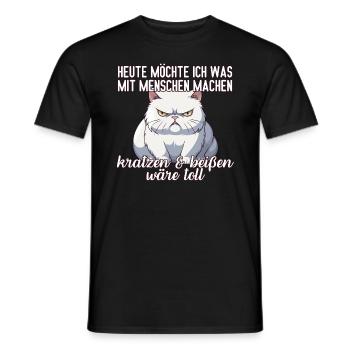 Heute möchte ich was mit Menschen machen Katze - Männer T-Shirt - Schwarz - Vorne - AI Model Male 178 light (178cm)