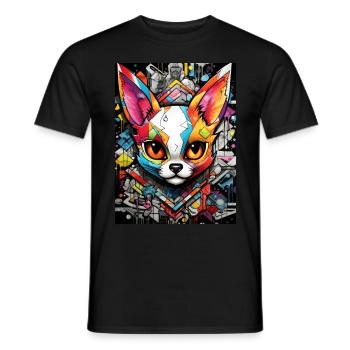 [MB] The alluring gaze of the fox - Men's T-Shirt - black - Front - AI Model Male 178 light (178cm)