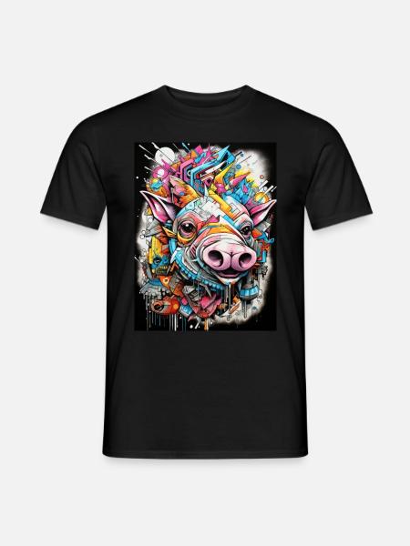 [MB] Pinkes Wildschwein-Abenteuer - Männer T-Shirt - Schwarz