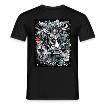 [MB] Majestätischer Mandrill: Graue Eleganz - Männer T-Shirt - Schwarz - Vorne - AI Model Male 178 light (178cm)