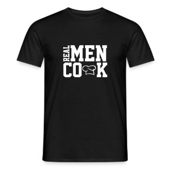 Les vrais hommes cuisinent - T-shirt homme - noir - Devant - AI Model Male 178 light (178cm)