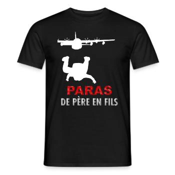 Militaire parachutiste père et fils - T-shirt homme - noir - Devant - AI Model Male 178 light (178cm)