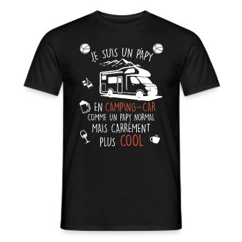 Papy cool en camping-car - T-shirt homme - noir - Devant - AI Model Male 178 light (178cm)