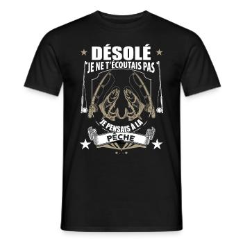 Pêche Passion Pour Homme Pêcheur - T-shirt homme - noir - Devant - AI Model Male 178 light (178cm)