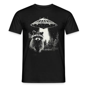 Lustiges Waschbär-UFO - Männer T-Shirt - Schwarz - Vorne - AI Model Male 178 light (178cm)