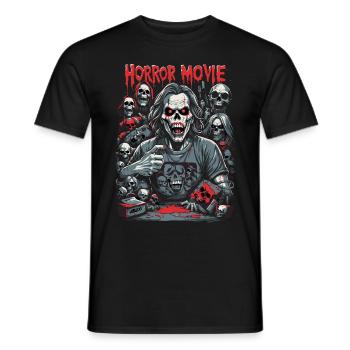 Horror Movie Zombie Illustration - Men's T-Shirt - black - Front - AI Model Male 178 light (178cm)