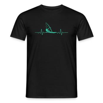 HEARTBEAT WINDSURFING FUNNY WINDSURFER GIFT - Men's T-Shirt - black - Front - AI Model Male 178 light (178cm)