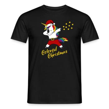 Christmas Unicorn colorful Christmas Gift - Men's T-Shirt - black - Front - AI Model Male 178 light (178cm)