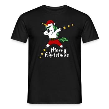 Joyeux Noël Licorne dabing - T-shirt homme - noir - Devant - AI Model Male 178 light (178cm)