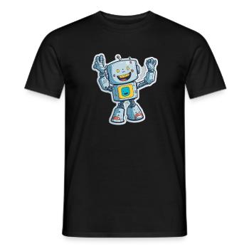 Robot Roboter Comic Cartoon Style - Männer T-Shirt - Schwarz - Vorne - AI Model Male 178 light (178cm)