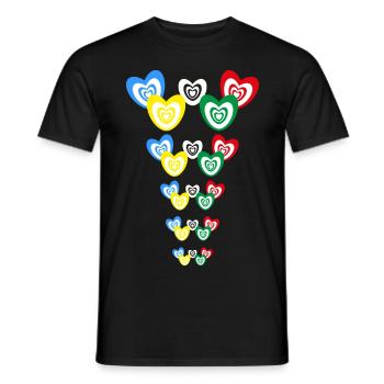 Wilde Sportspiele mit bunten Herzen. - Männer T-Shirt - Schwarz - Vorne - AI Model Male 178 light (178cm)