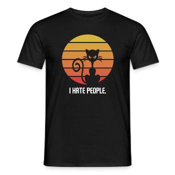Je déteste les gens chat rétro drôle cadeau - T-shirt homme - noir - Devant - AI Model Male 178 light (178cm)