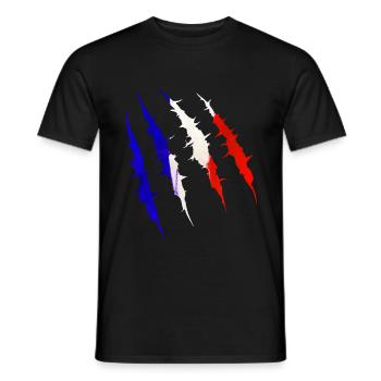 France Flag Claw Track Countries Team Fan - Men's T-Shirt - black - Front - AI Model Male 178 light (178cm)