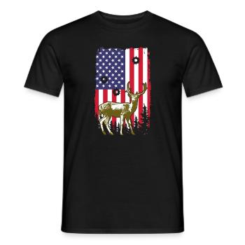 Hunting USA Flag Proud American Hunter Patriotic - Männer T-Shirt - Schwarz - Vorne - AI Model Male 178 light (178cm)