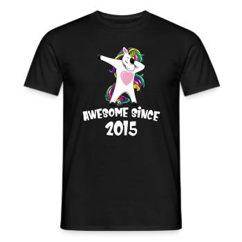 Awesome Since 2015 Birthday Dabbing Unicorn - Men's T-Shirt - black - Front - AI Model Male 178 light (178cm)