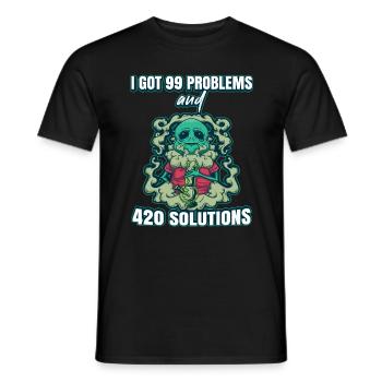 J’ai eu 99 problèmes et 420 solutions Cannabis Weed - T-shirt homme - noir - Devant - AI Model Male 178 light (178cm)
