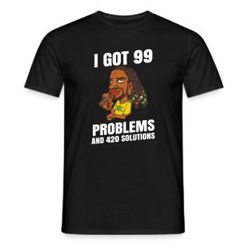 J’ai eu 99 problèmes et 420 solutions Cannabis Weed - T-shirt homme - noir - Devant - AI Model Male 178 light (178cm)