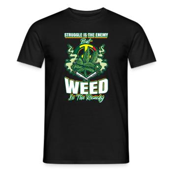 La lutte est l’ennemi, mais l’herbe est le remède - T-shirt homme - noir - Devant - AI Model Male 178 light (178cm)