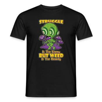 La lutte est l’ennemi, mais l’herbe est le remède - T-shirt homme - noir - Devant - AI Model Male 178 light (178cm)