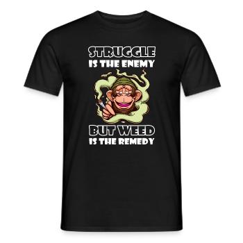 La lutte est l’ennemi, mais l’herbe est le remède - T-shirt homme - noir - Devant - AI Model Male 178 light (178cm)