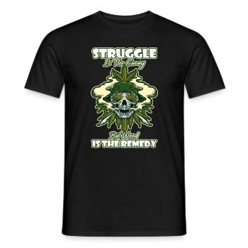 La lutte est l’ennemi, mais l’herbe est le remède - T-shirt homme - noir - Devant - AI Model Male 178 light (178cm)