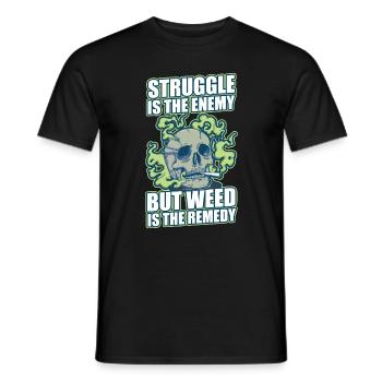 La lutte est l’ennemi, mais l’herbe est le remède - T-shirt homme - noir - Devant - AI Model Male 178 light (178cm)