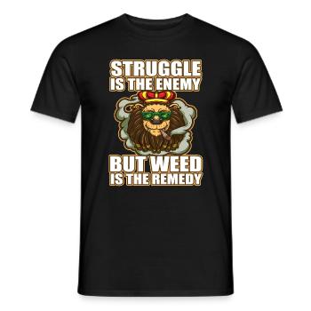 La lutte est l’ennemi, mais l’herbe est le remède - T-shirt homme - noir - Devant - AI Model Male 178 light (178cm)